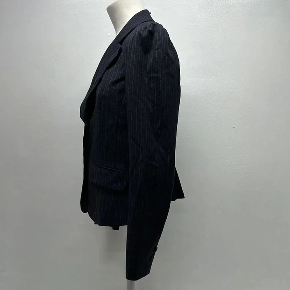 Rebecca Taylor Suit Blazer Wool Jacket Pinstriped Striped Navy Blue New Size 8 - Picture 4 of 10